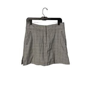 Ashworth black white plaid front zip golf skort w/pockets women's size 10
